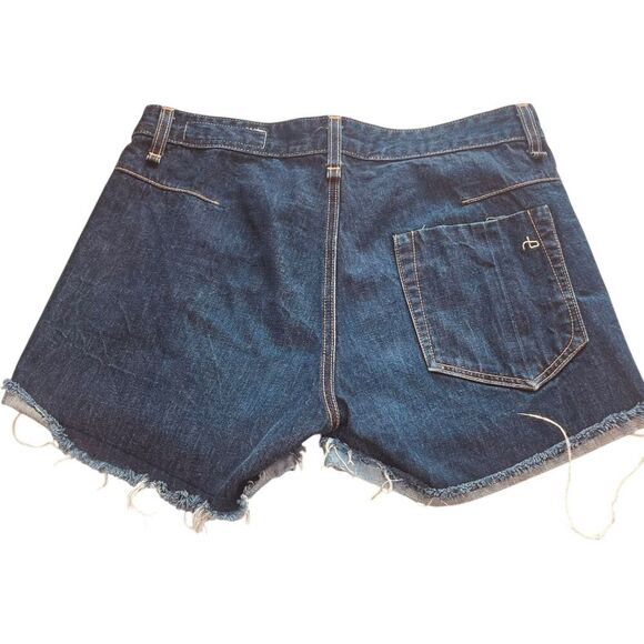 Rag & Bone Wrinkle Dark Wash Cuffed Denim Shorts - Picture 5 of 9